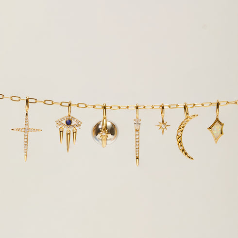 Gold Mini Link Charm Chain Necklace